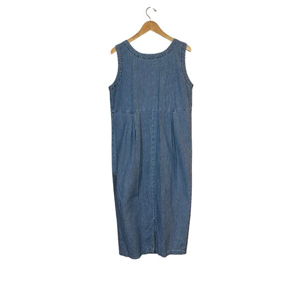 Vintage Denim Maxi Dress Sleeveless Pullover Womens Modest‎ Cottage 100% Cotton - Picture 3 of 8